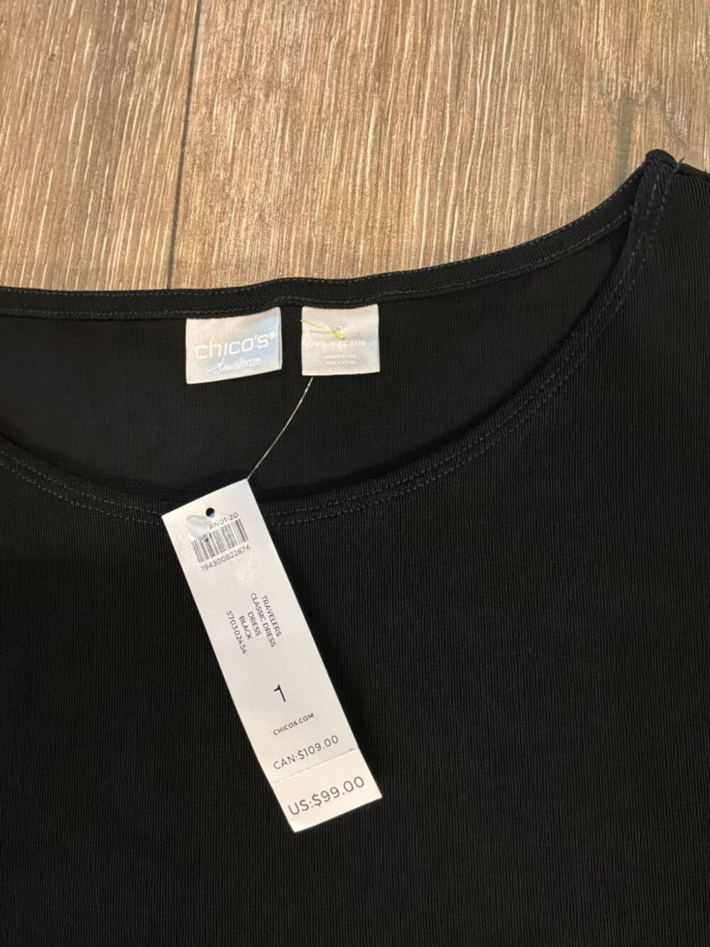 NWT Chico's classic Travelers black dress Chico's size 1 (Medium) packable - Picture 6 of 8